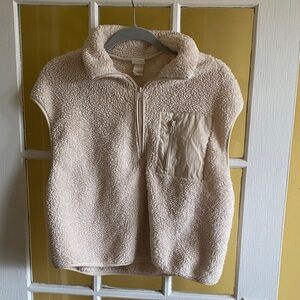 Plush Sherpa Half-Zip Vest in Cream